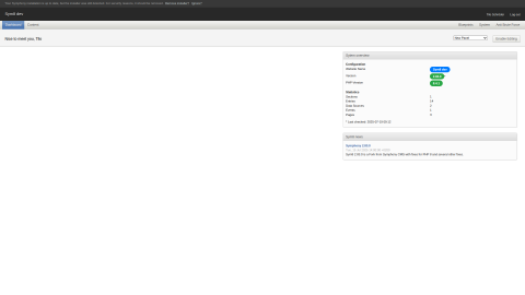 Screenshot of the Sym8 backend dashboard