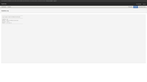 Screenshot of the Symphony system log
