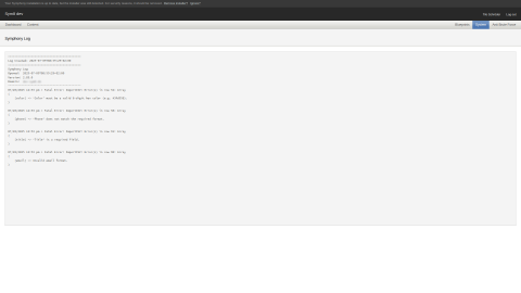 Screenshot of the Symphony log listing failed import entries